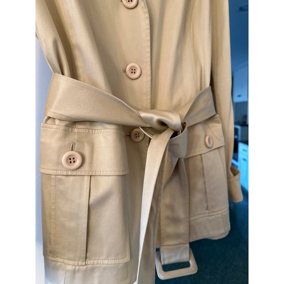 Lafayettte 148 Beige Belted Blazer Single Breasted Jacket Collared Pockets Size - Picture 3 of 6